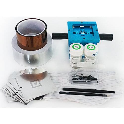 Reballing jig -90MM- blue with handle BGA stencils 36 pcs set -90MM Solder balls Aluminum foil tape-silvery Vacuum suction pen