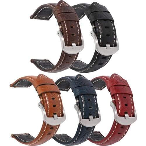 22mm 20mm Beautifully embossed Double sided First layer cowhide Genuine Leather Mens strap UTHAI A71