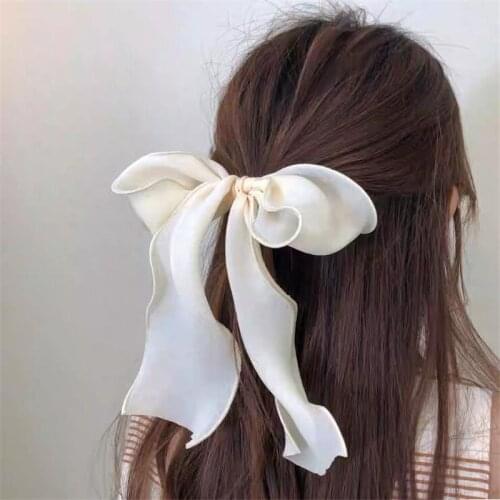 Bow Streamers Hair Ring Fashion Ribbon Girl Hair Bands Scrunchies Horsetail Tie Solid Headwear Hair Accessories