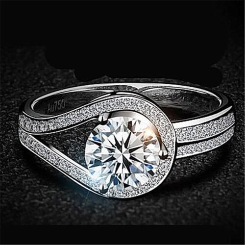 Luxury Female White Crystal Jewelry Rose Classic Color Wedding Rings For Women Trendy Round Zircon Engagement Christmas Gift