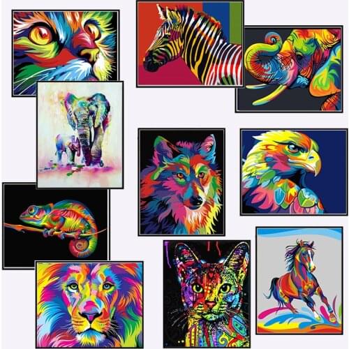 Christmas Canvas Painting Dazzling Animals Painting By Poster Wall Art Animals Picture Drawing For Home Decoration Picture