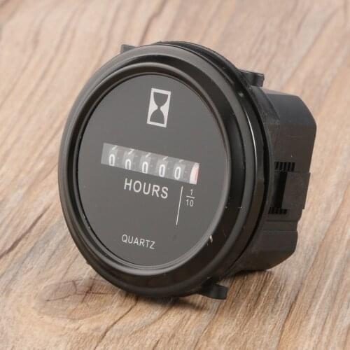 2 Inch Round Hour Meter Hourmeter Cart Marine Boat Generator Home Engine 1075Hz 0.3W 6-80Vvolt DC Black