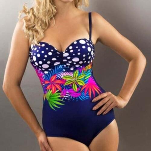 Sexy Print One Piece Swimsuit Closed Large Size Swimwear Plus Size Push Up Body Bathing Suit Women Flower Swim Beach Pool 2020