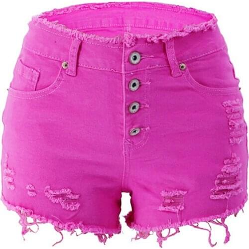 Sexy Low Waist Women Casual Denim Shorts Cotton Button Tassel Blue Jeans Shorts 2021 Summer New Female Solid Color Short Jeans