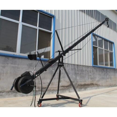 Jib crane 8m 2-axis ctagon pan tilt head portable camera crane dslr with dolly and monitor Factory supply