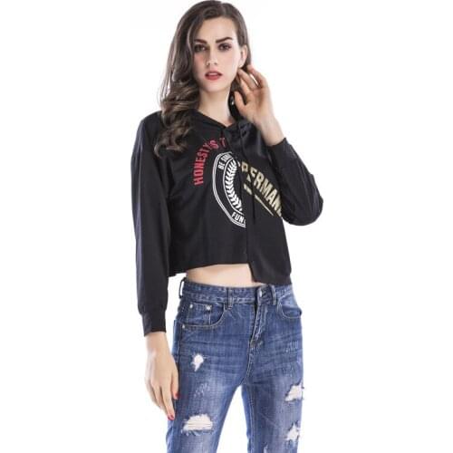 Spring Winter Sweatshirt Women Street Style Casual Loose Irregular Letter Printing Hoodies Women Hooded Neck Long Sleeve Tops