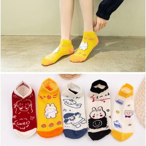 Japanese Harajuku Cartoons Kawaii Woman Socks Girls Avatar Cute Cotton with Sweet Rabbit Funny Ankle Short Socks Women Skarpetki