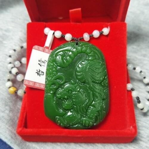Zheru Jewelry Pure natural Hetian Biyu Tigers pendants Three-color jadeite beads necklaces