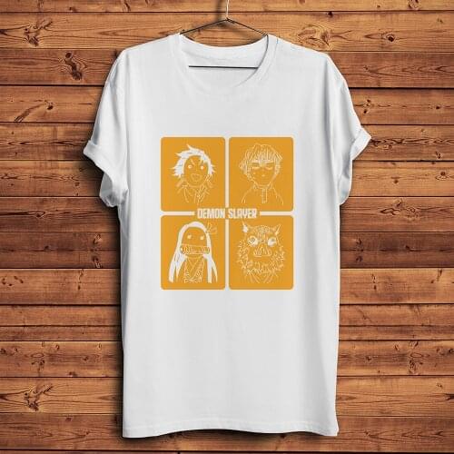 Tanjirou Nezuko Zenitsu Inosuke Funny Anime t shirt Men New White Short Sleeve Casual Tshirt Unisex Demon Slayer Streetwear Tee