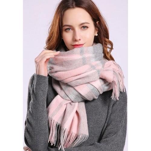 Winter Wool Scarf Tassel Plaid Shawls and Wraps for Ladies Foulard Thicken Pashmina Capes Cashmere Scarves Neck Warmer Women