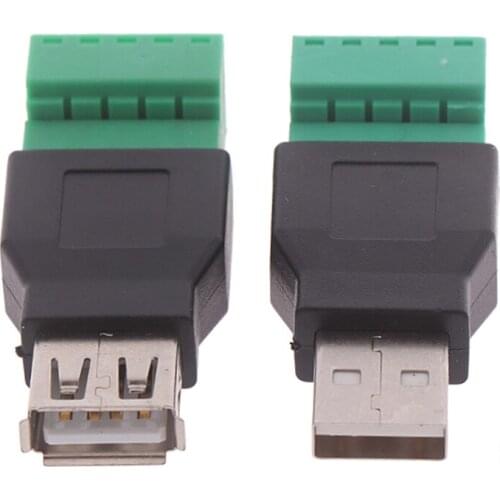 1PC USB Female to Screw Connectors USB2.0 Female Jack USB Plug with Shield Connector USB Female to Screw Terminal