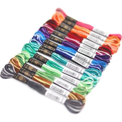 14 variegated Colors Cotton Embroidery Floss Mercerized Egyptian cotton Color Variation Multi color Cross stitch craft thread