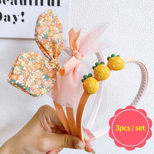 2/3/5Pcs/Set Children Cute Flower Fruit Lattice Hair Hoop Hairbands Girls Lovely Bow Ears Headbands Kids Hair Accessories