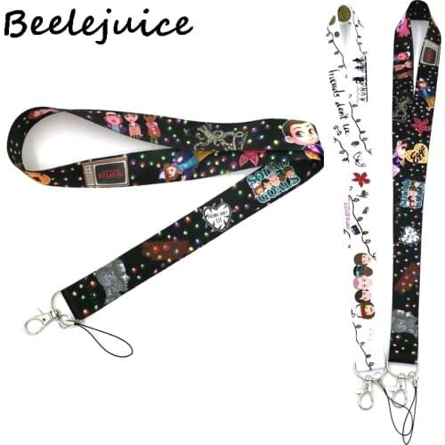 24pcs Stranger things Neck Strap Lanyard keychain Mobile Phone Strap ID Badge Holder Rope Key Chain Keyrings cosplay Accessories