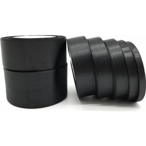 25yards/Roll (6mm-50mm) Black Silk Satin Ribbon Polyester Ribbon Bow Craft Decor Wedding Christmas Party Decoration
