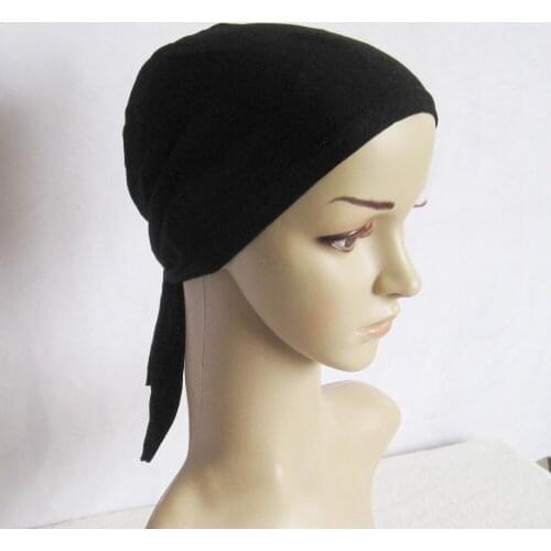 30pieces/lot) Multi color Tie Hat Mulsim Caps Back String Jersey Islamic Elastic UnderScarf Bonnet Headband QK047