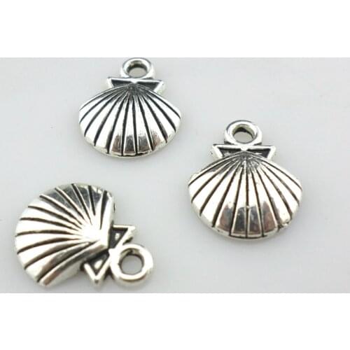 48pcs Tibetan Silver Shell/Conch Charms Craft Pendants 12x14mm Jewelry Findings