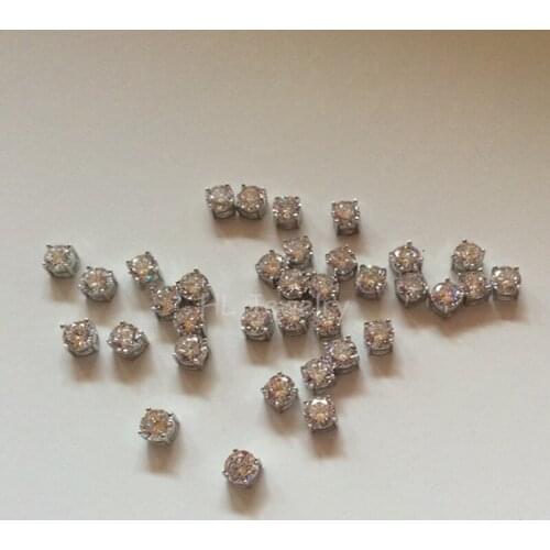 50PCS/Lot Wholesale 6MM White Clear Round Cubic Zirconia Stone with 925 Sterling Silver Frane Cute Charm