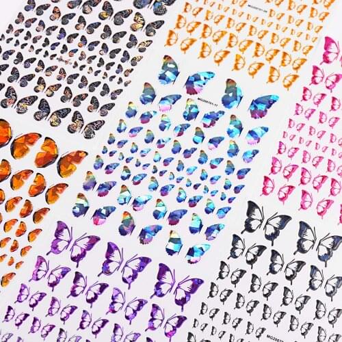8 Sheet Colorful Butterfly Designs Nail Art Stickers 3D DIY Colorful Tips Nail Decals Manicure Tool