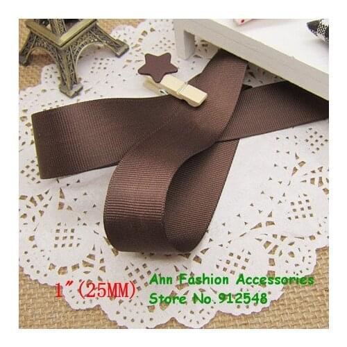 Free shipping/Wholesale 1" (25mm) Coffee Solid Grosgrain Ribbon,lwd2511