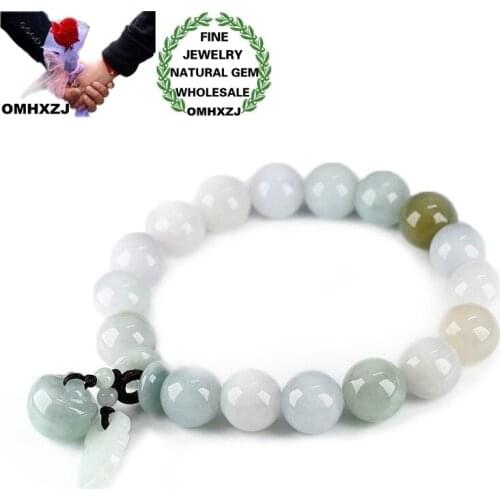 OMHXZJ Jewelry Wholesale CS110 European Fashion Fine Woman Man Party Birthday Gift Natural Genuine Emerald Beads Bracelet Bangle