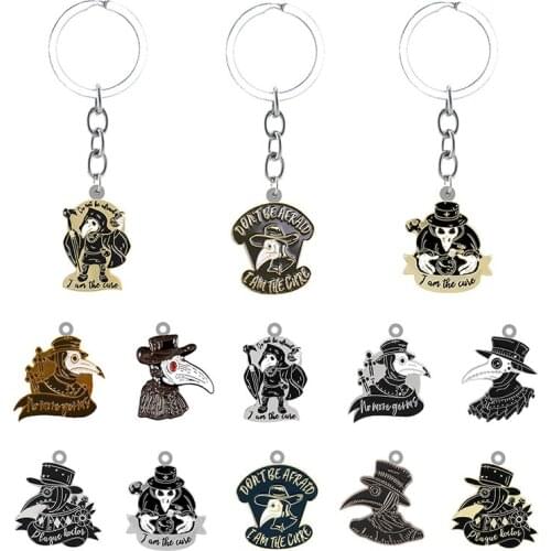 TAFREE Plague Doctor Creative Epoxy Personalized Keychain Backpack Schoolbag Resin Jewelry Pendant Keychain