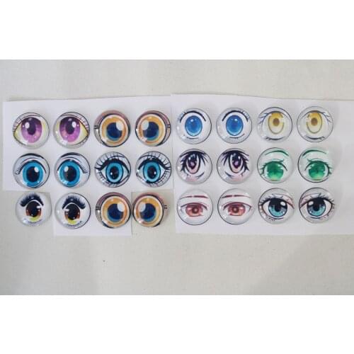 50pair 12mm-14mm-15mm-16mm-18mm-20mm-25mm round cartoon style flat glass beads for diy toy handcraft finding--style option