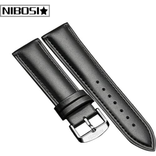 NIBOSI Gold Stainless Steel Mesh Belt Bracelet Strap Genuine Leather Strap Stainless Steel Strap Watch Strap Size 20 22 mm