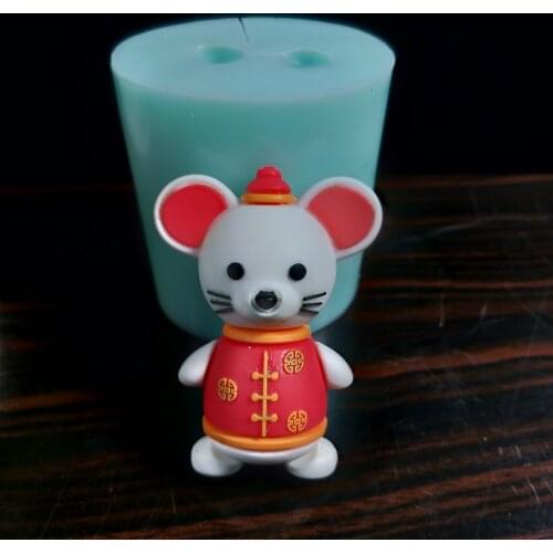 DW0173 PRZY Silicone Mold New Year Festive Mouse Mini Mouse 3d Rat Year Ornaments Embed Molds Silicone Fondant Mould Clay Resin