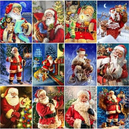 EverShine Diamond Embroidery Santa Claus Diamond Painting Full Square Drill Cartoon Rhinestones Mosaic Art Christmas Decor