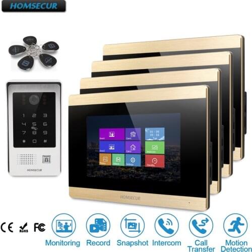 HOMSECUR 7" Hands-free Video Door Phone Intercom System+Password & ID Access+Motion Detection BC091 + BM715-G