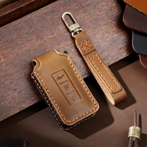 Handmade leather Car Key Case Cover for Mitsubishi Outlander Lancer 10 Pajero Sport EX ASX RVR Colt Grandis L200