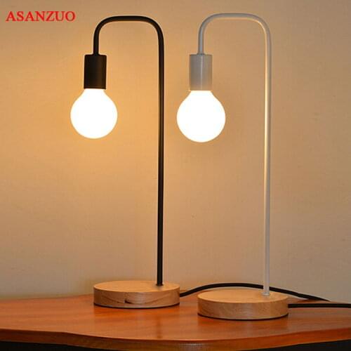 Modern Table Lamp Iron Body and Wood Base Table Lights For Bedroom Livingroom Children Reading Simple Desk Lamp Lighting