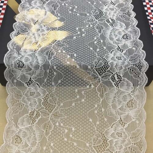 1 Yards Beautiful Lace Elastic Stretch Lace Trim wedding dress skirt lace trim Stretch Floral Lingerie Headband Elastic DIY Lace