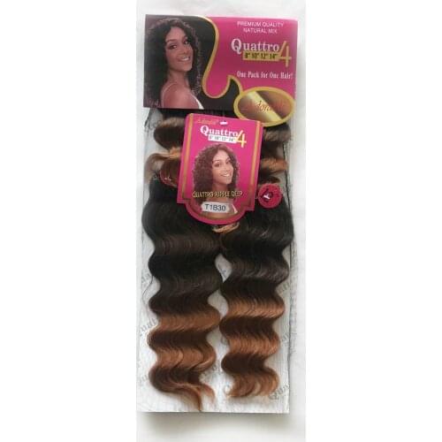 Curly Synthetic Hair Weave 4 Bundles Mixed,Soft Heat Resistat Synthetc Hair Wefts Looks Natural Quattro Ripple Deep Wave 4PCS