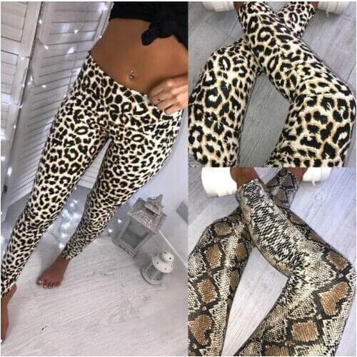 Hot 2019 Fashion Women High Waist Pants Leopard Snake Skin Design Skinny Stretch Pencil Long Slim Trousers Leggings ladies Pants