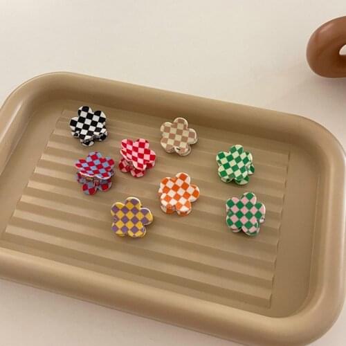 Hot Ins Checkered Hair Claw Clip Acrylic Acetate Black White Colorful Mosaic Grid Plaid Hair Clips Clamp Grab Women Accessories