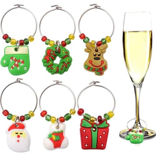 6 Pieces Wine Glass Markers Wine Glass Identifiers Drink Ring Markers for Party Favors and Family Gathering