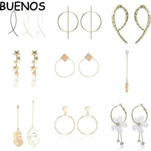 BUENOS Fashion Statement Earrings Big Geometric earrings For 2019 Women Hanging Dangle Earrings Drop Earing Jewelry CE0654