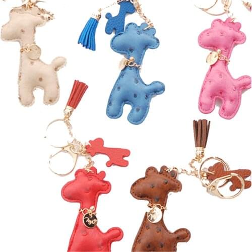 Fancy&Fantasy New Giraffe Tassel Keychain Trinket Key Holder Keyholder Novelty innovative Items Bag Pendant Chaveiro Llaveros