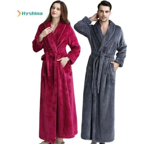 Autumn and Winter New Bathrobe Ladies Couple Waist Coral Velvet Long Thickened Bathrobe Flannel Nightgown Men Wholesale