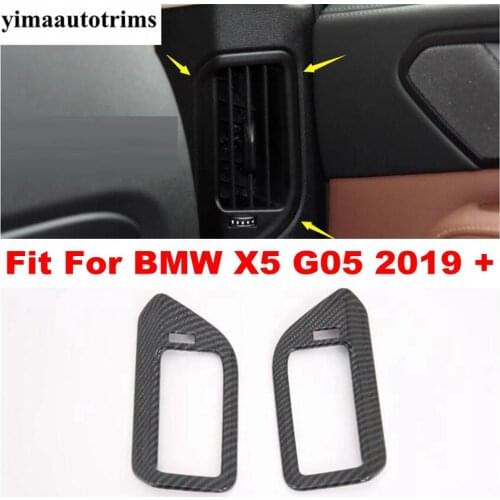 Front Triangle Pillar B AC Air Conditioning Panel Cover Trim For BMW X5 G05 2019 - 2021 Carbon Fiber Look Interior Kit Accessory