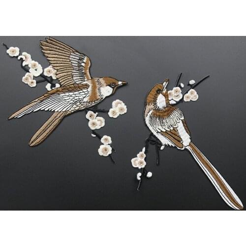 Birds and plum combination large size clothes patch,iron sticker for clothing