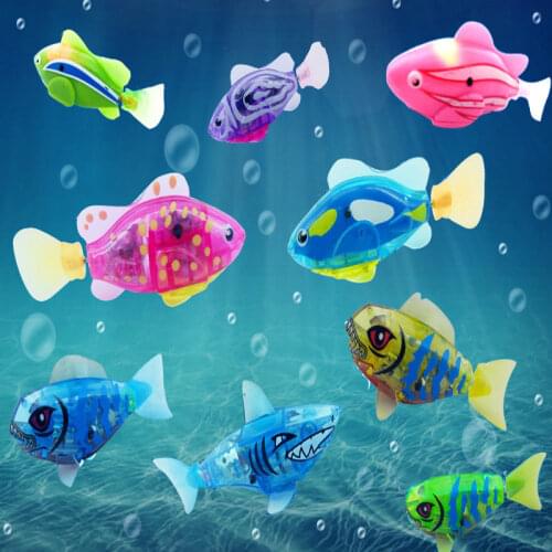 Flash Swimming Electronic Fish Pet Bath Toys Battery Powered Swim Robotic for Children Kids Bathtub Fishing Tank Decoration Gift