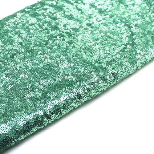 Sequined Lace Fabrics For Dress Mint Green Allover Embroidered Fabric 3mm Size Sequins Table Cloth 132cm