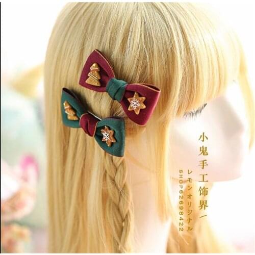 Christmas cookies cute Bow Hairpin For Girl Child Hair Bands Scrunchy Clips Hair Accessories B579