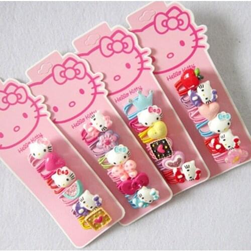Sanrio cute Hello Kitty children hair rope hair clip girl butterfly girl hairpin heart-shaped resin accessories set rubber band