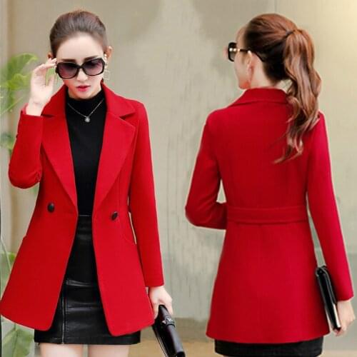 Woolen Coat Female Korean Autumn Red Coat Women Coats And Jackets Women 2020 Overcoat Woman Jacket Casaco Feminino KJ300