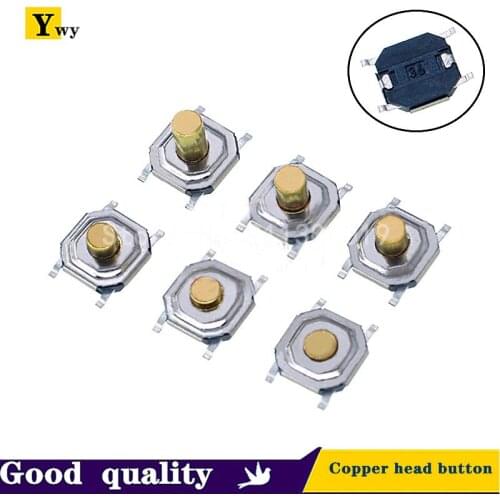50PCS/LOT 4*4*2/2.3/2.5/3/3.5/4.3 Copper head button SMD touch switch 4-pin button switch