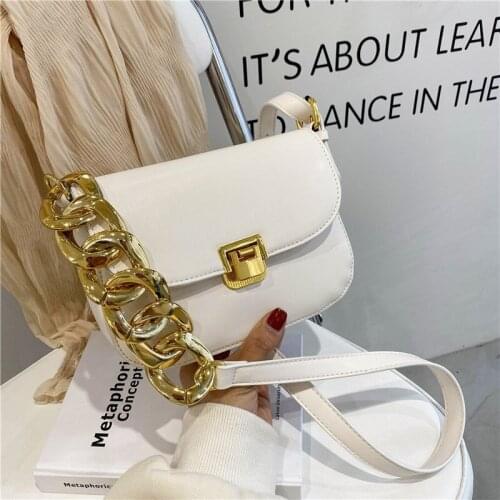 Soft Gold Metal Chain Pu Leather Armpit Retro Shoulder Small Square Bag Top Quality Luxury Brand Crossbody Bag for Woman 2021